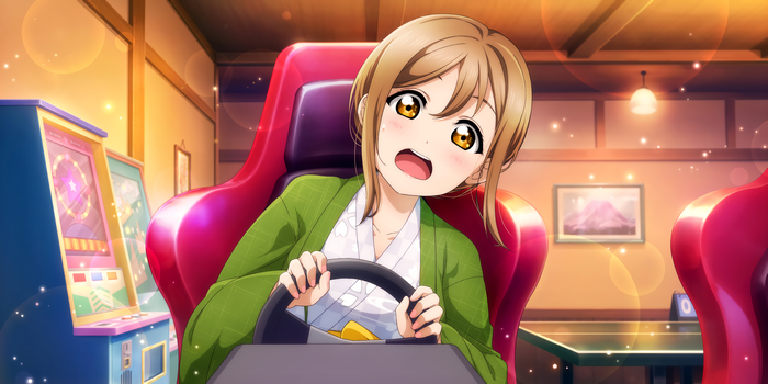 Kunikida Hanamaru from Love Live! Sunshine!! playing a racing game