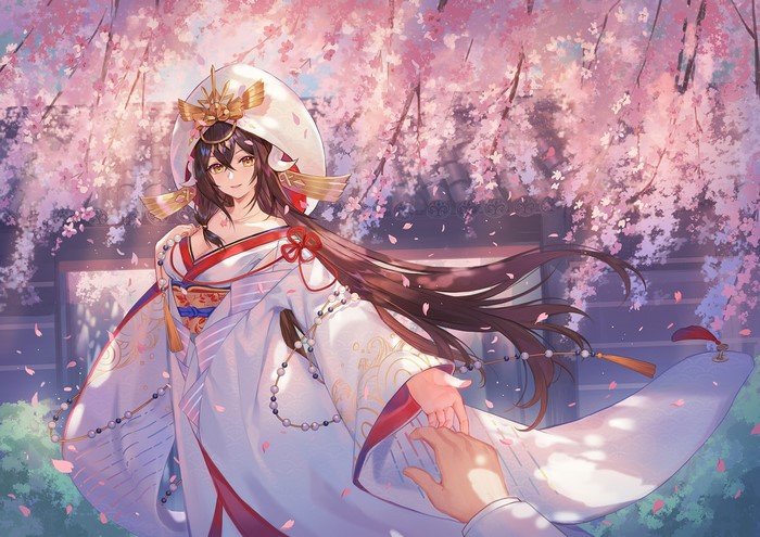 Mikasa from Azur Lane in traditional Japanese wedding attire