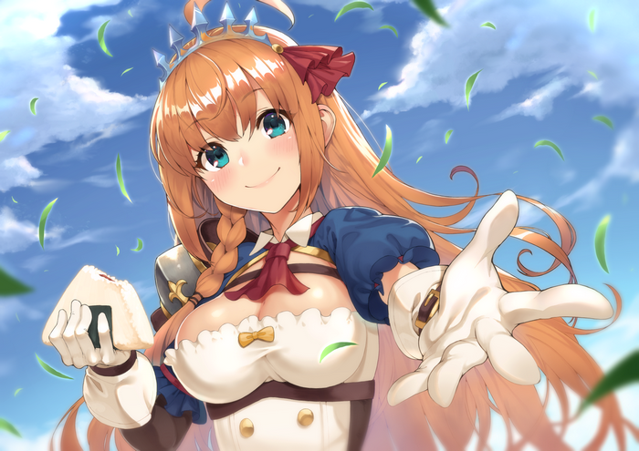 Girl from Princess Connect! Re:Dive holding onigiri