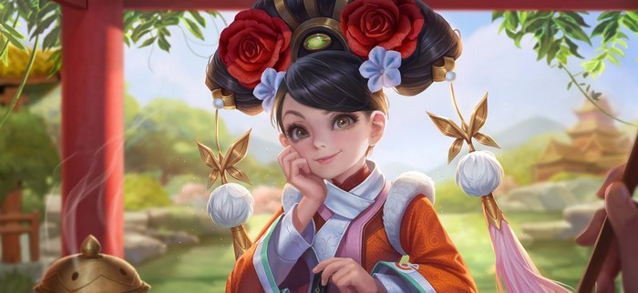 Anime girl in traditional Chinese attire with ornate headdress
