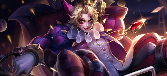 Jester character with animal ears and crown