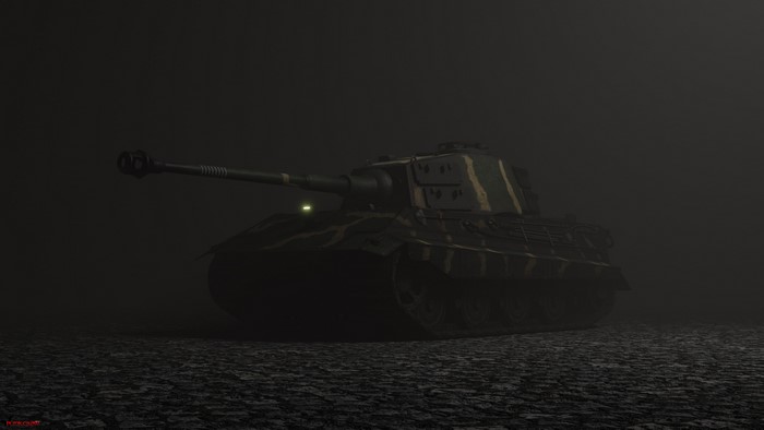 Tiger II tank in mist