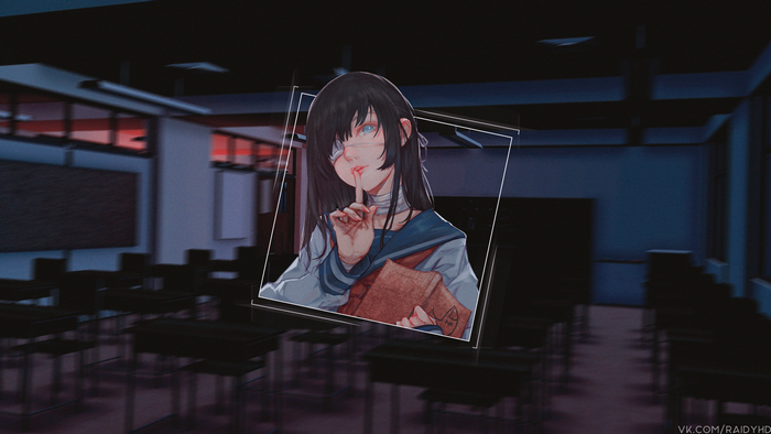 Anime girl in school uniform with book