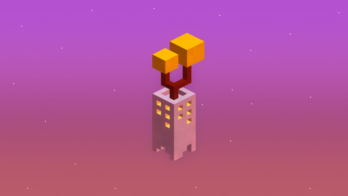 Isometric Minecraft-style tree on a floating island