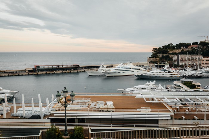Yachts docked in Monaco harbor