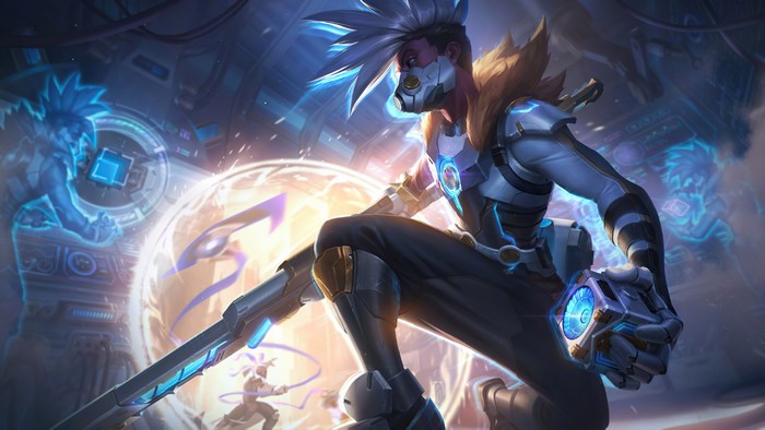 Ekko from League of Legends in futuristic setting