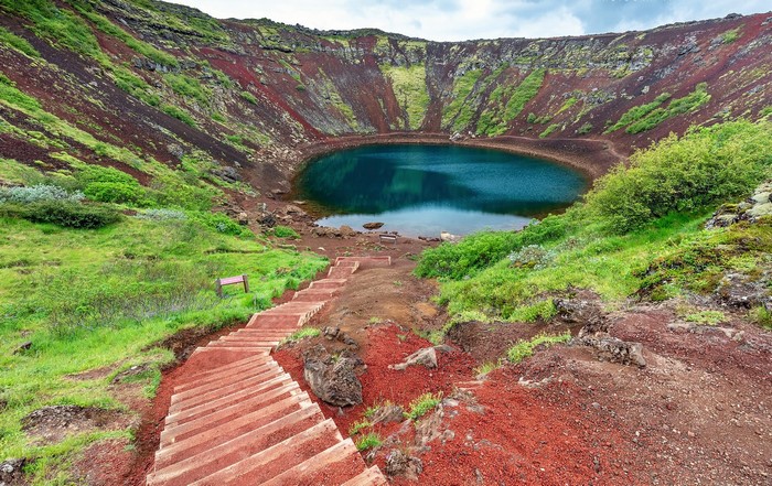 Kerid crater lake in Iceland