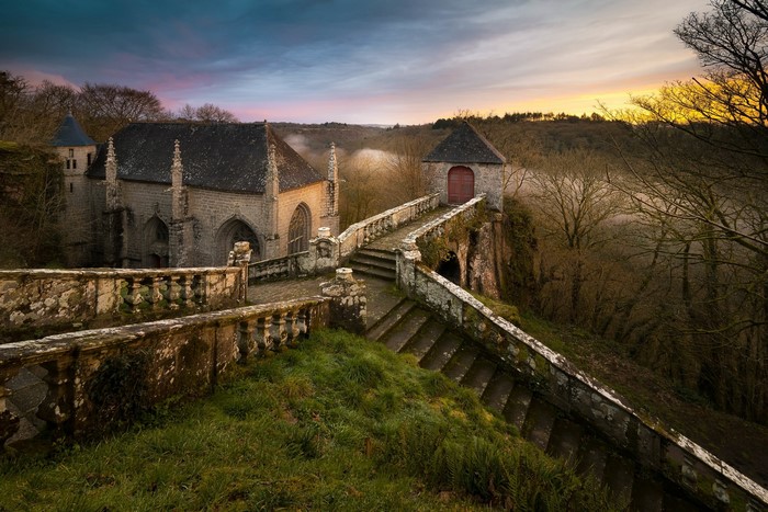 Chapelle du Faouët in France during sunset