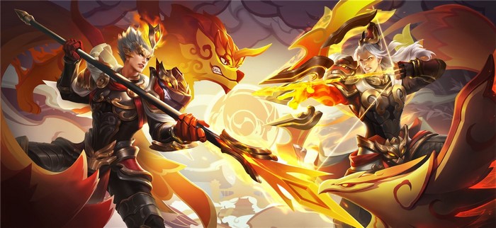 Two armored warriors with mythical beasts