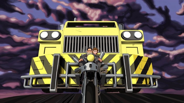 Ben Throttle and Maureen Corley from Full Throttle on a motorcycle