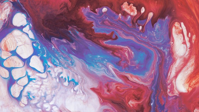 Abstract fluid artwork with colorful shapes