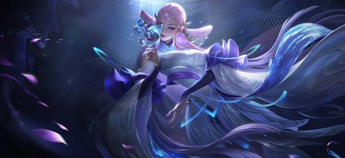 Anime girl with mask and flowing robes