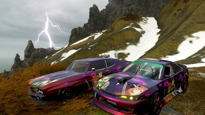Raphtalia from Tate no Yuusha no Nariagari with Nissan 240SX and Ford Mustang in Forza Horizon 4