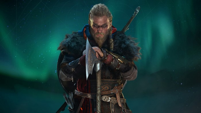 Eivor holding an axe from Assassin's Creed Valhalla