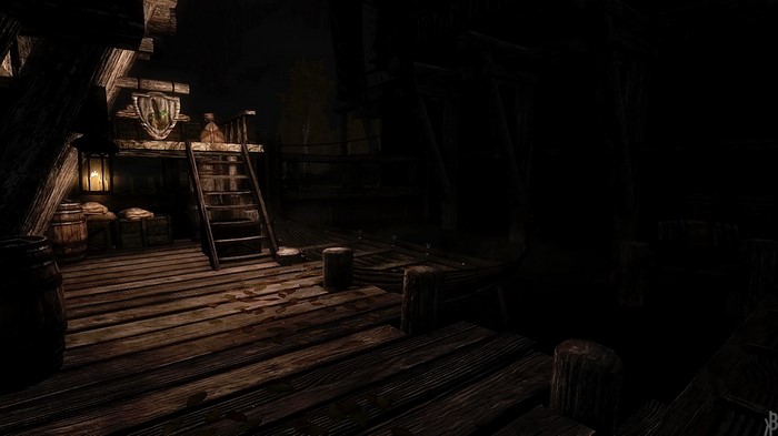 The Elder Scrolls V: Skyrim dock at night