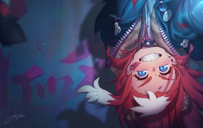 Anime girl with pink hair and blue eyes