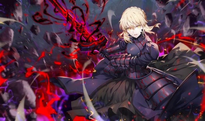 Saber Alter from Fate/Stay Night with a sword