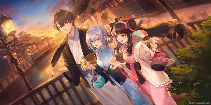 Hakase Fuyuki, Yorumi Rena, and Mashu from Nijisanji