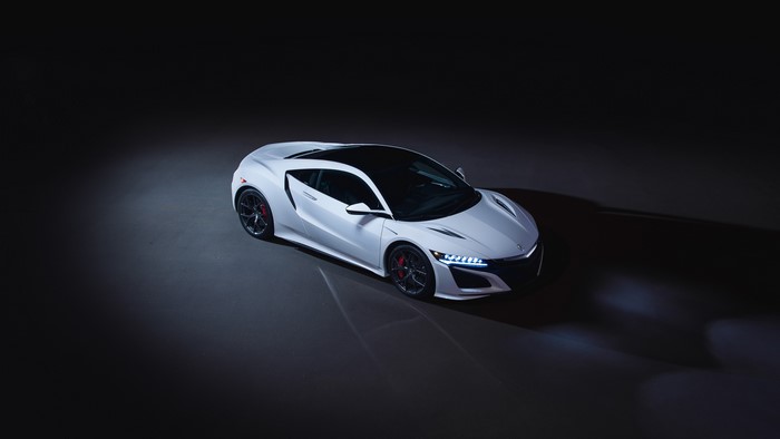 White Acura NSX mk2 sports car with black roof