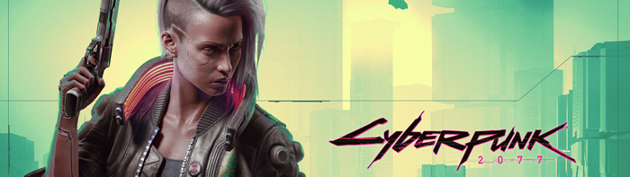Cyberpunk 2077 character with gun
