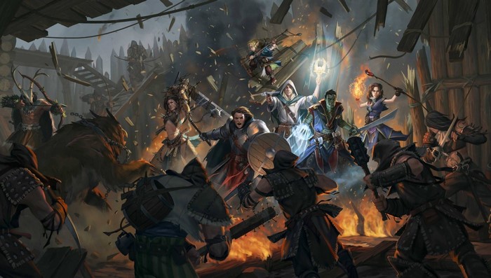 Pathfinder: Kingmaker characters in battle