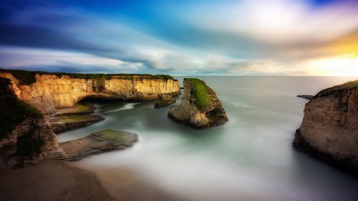 Shark Fin Cove, California Coastline with Sea Stacks