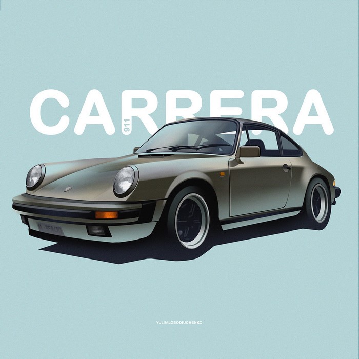 Porsche 911 Carrera illustration by Yuliia Lobodiuchenko