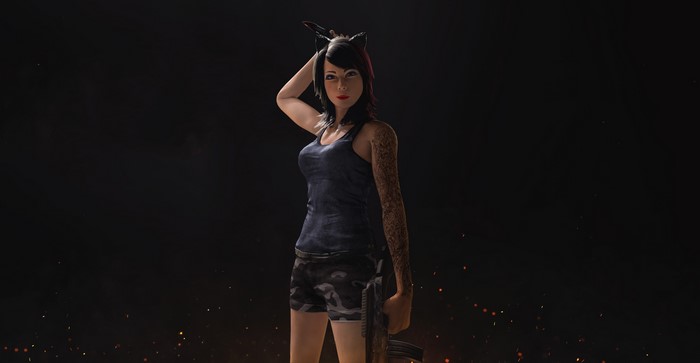 Woman with cat ears and gun