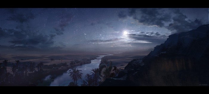 Desert Oasis at Night by Timothy Rodriguez