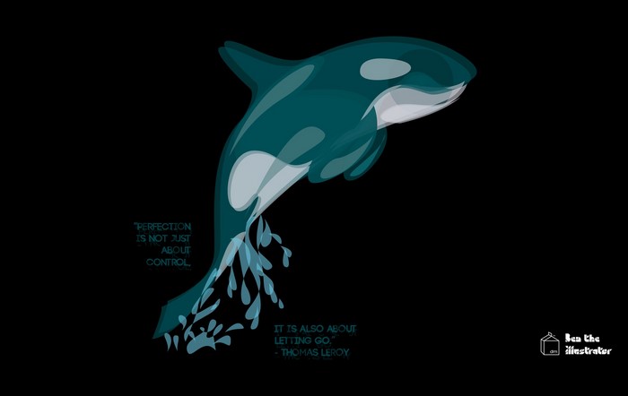 Orca illustration with quote about perfection