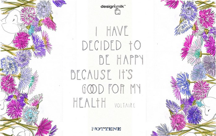 Quote by Voltaire with floral illustrations