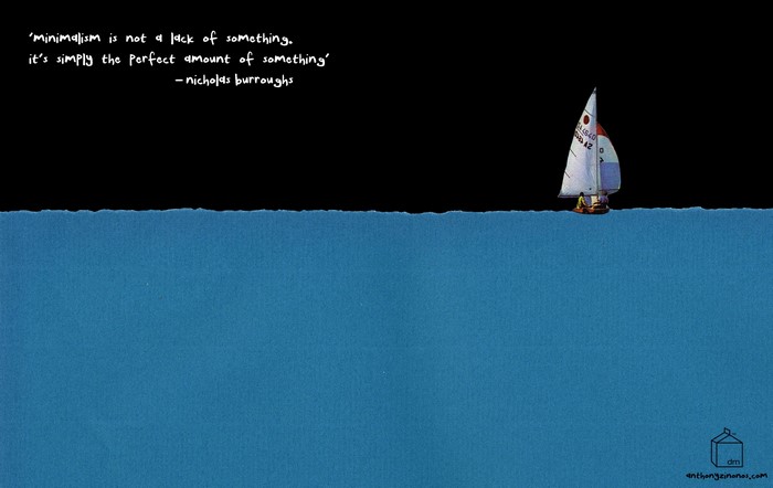Minimalism quote with sailboat on the ocean