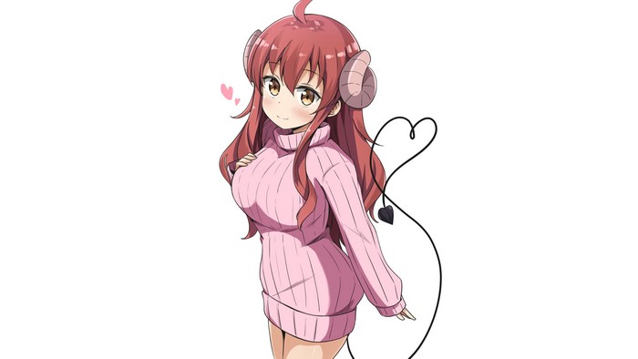 Shamiko from Machikado Mazoku wearing a pink sweater