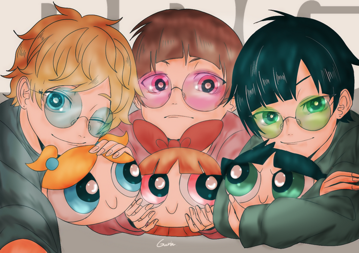 Anime boys and Powerpuff Girls characters