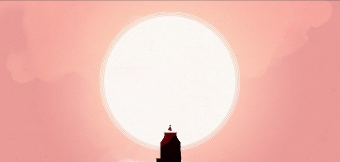 Gris (Video Game) character on a building