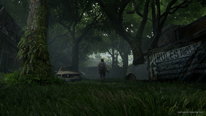 Ellie from The Last of Us 2 in a forest