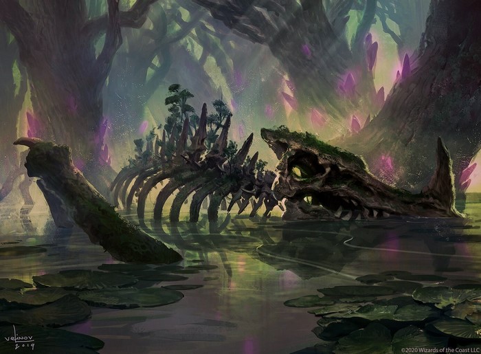 Fantasy Swamp with Giant Skeletons and Crystals by Svetlin Velinov