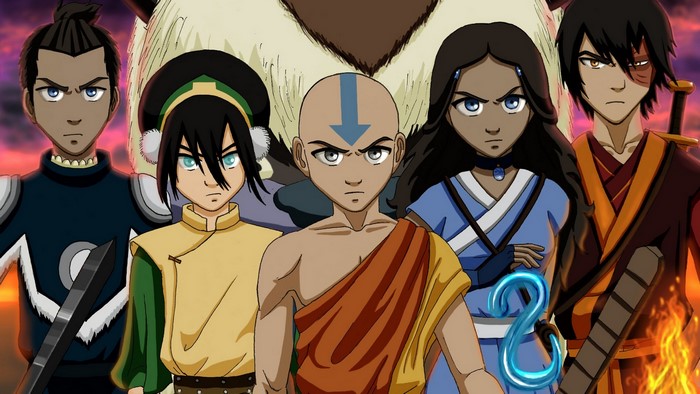 Aang, Katara, Sokka, Toph, and Zuko from Avatar: The Last Airbender