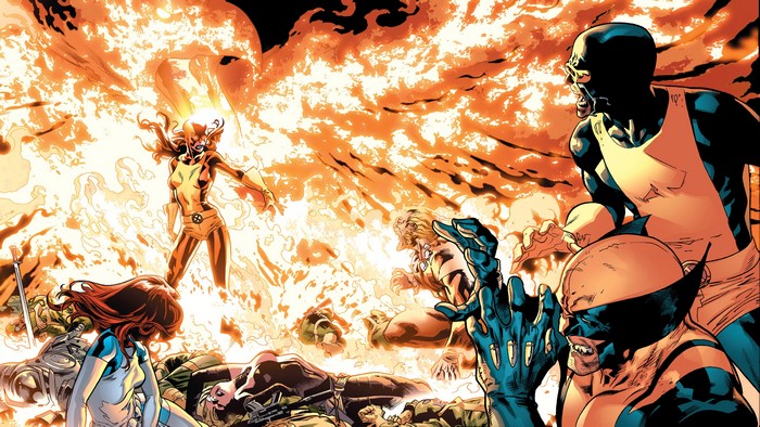 Phoenix from X-Men surrounded by fire