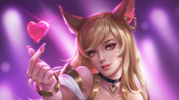 KDA Ahri with Heart Hand Gesture