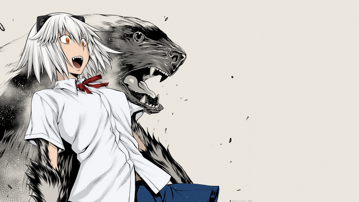Hitomi Uzaki from Killing Bites with a badger
