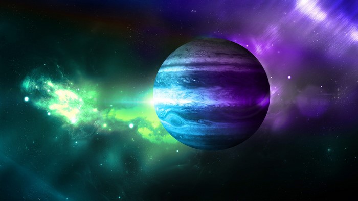 Planet in a colorful galaxy with stars