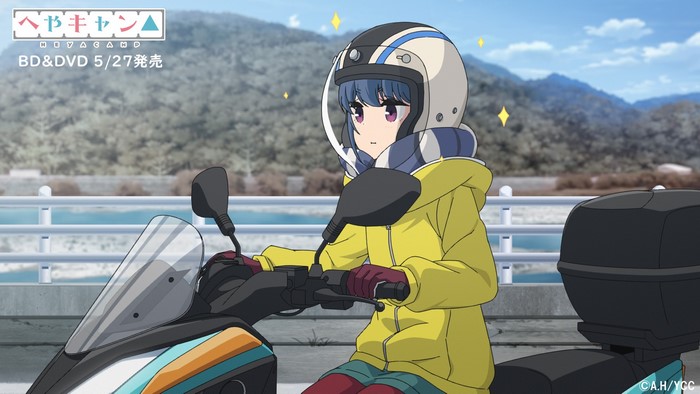 Rin Shima from Yuru Camp on a Moped