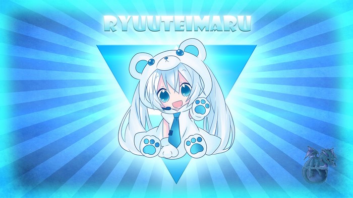 Anime girl in bear costume with text RYUUTEIMARU