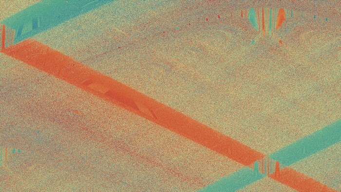 Abstract geometric texture with orange and teal lines