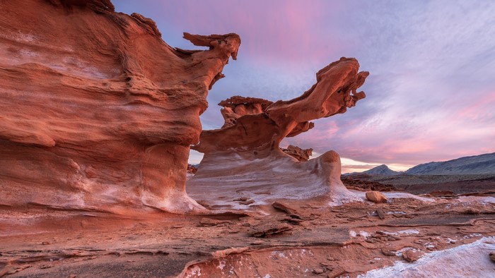 Rock formations in Nevada at sunset