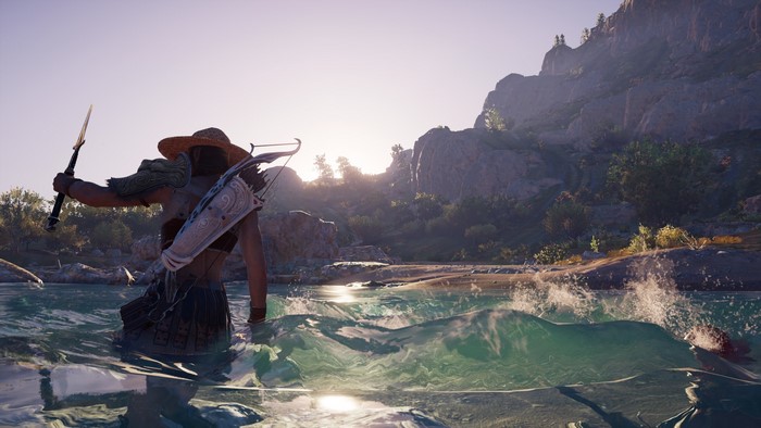 Kassandra from Assassin's Creed: Odyssey in water