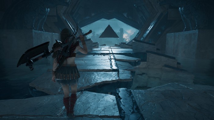 Kassandra from Assassin's Creed: Odyssey in a ruin