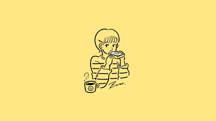 Person eating toast with egg and coffee