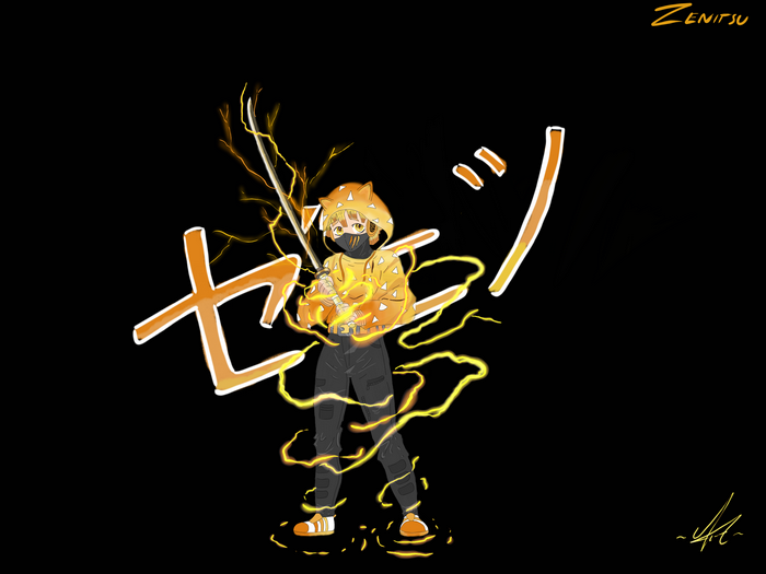 Zenitsu Agatsuma from Kimetsu no Yaiba with lightning